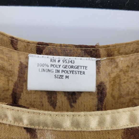 Vintage Dress Cheetah Safari Short Sleeve Tiered Ruffled Hem Midi MuMu Brown M - Picture 17 of 17